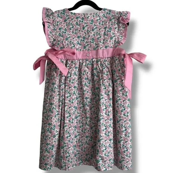 NEW Classic Whimsy Floral Flutter Sleeve Pink Bow Dress Size 7 - Picture 5 of 5